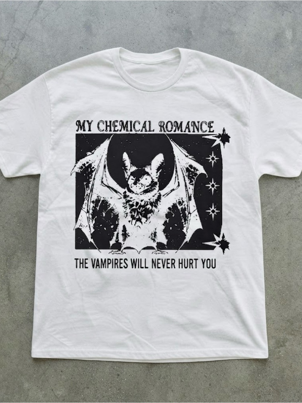 My Chemical Romance Bat Graphic White Cotton Gildan T-shirt
